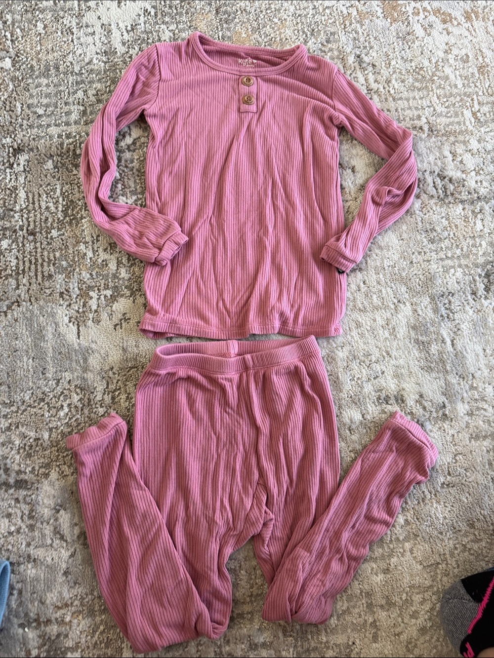Kyte BABY Ribbed Two-Piece Pajama Set in Dusty Rose 4T